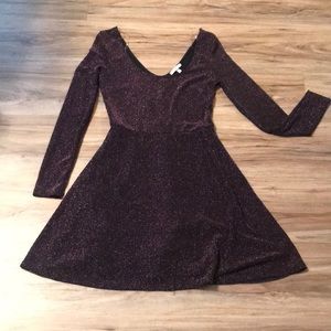 Black Skater Dress Long Sleeve w/pink sparkles